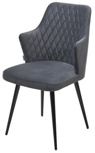 Стул ГЕРМАН (HERMAN) 360 град. BM-3 ТЕМНО-СЕРЫЙ, велюр / черный каркас