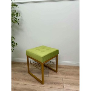 Банкетка Марсей 40-44 с полкой (салатовый/золото)