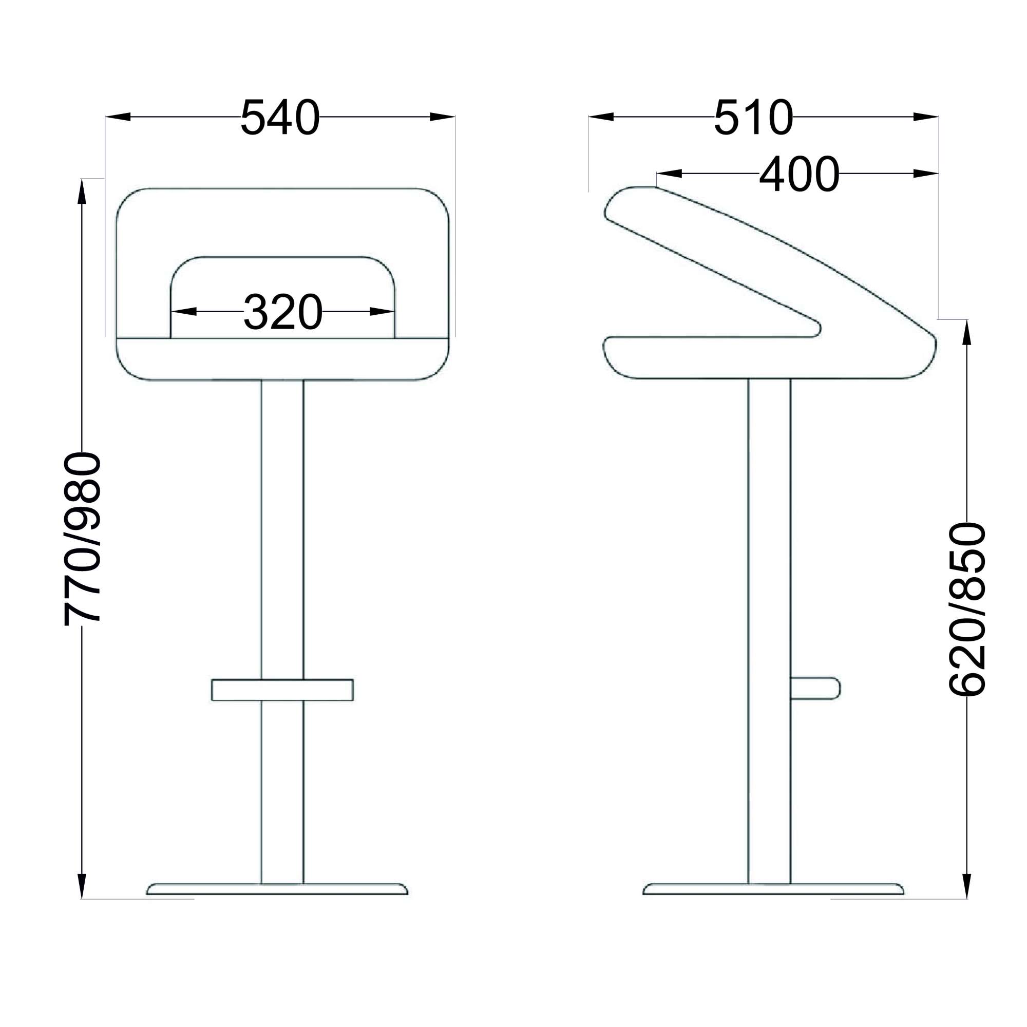 Стул барный Rosa, черный, экокожа