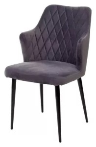 Стул ГЕРМАН (HERMAN) СЕРЫЙ #27, велюр / черный каркас