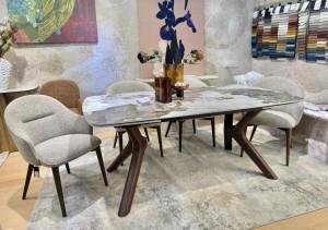 Стол КИРАН (KIRAN) 180 цвет ПАНДОРА (GLOSS LUXURY PANDORA SOLID CERAMIC) / Орех темный, ®DISAUR