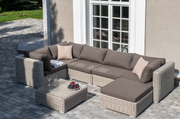 "Лунго" трансформирующаяся лаунж-зона из искусственного ротанга, цвет бежевыйцвет Бежевый