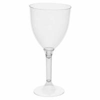 Бокал одноразовый 250мл для вина пластиковый прозрачная высокая ножка, ВЗЛП, ШК0976, 1013