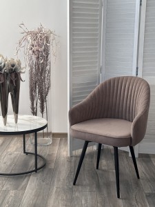 Стул ШЕЛЛ 360 град. поворот. B5 Капучино, велюр / черный каркас,