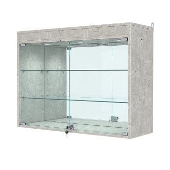 Витрина настенная №3-4АГ с зеркалом и с подсветкой, Метрополитан Грей