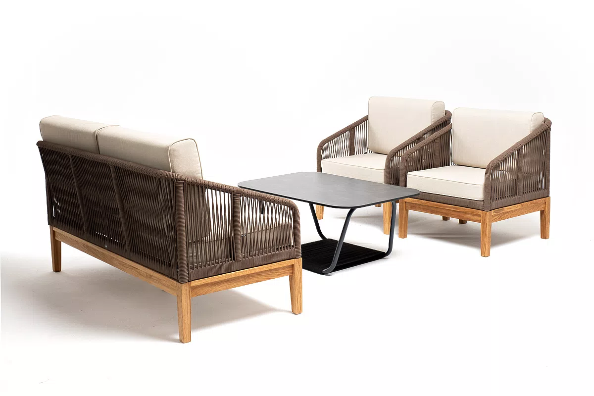 "Канны" лаунж-зона 4-местная из роупа со столом "Гранада" (серый гранит)