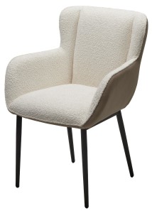 Стул ВОЛКАНО (VOLCANO) Белый Wales-101, ткань/светло-беж Maison 09, экокожа/  черный каркас, DISAUR