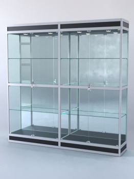 Витрина "ПРЯМОУГОЛЬНАЯ" №3-2м-400-3 (задняя стенка - зеркало), Черный