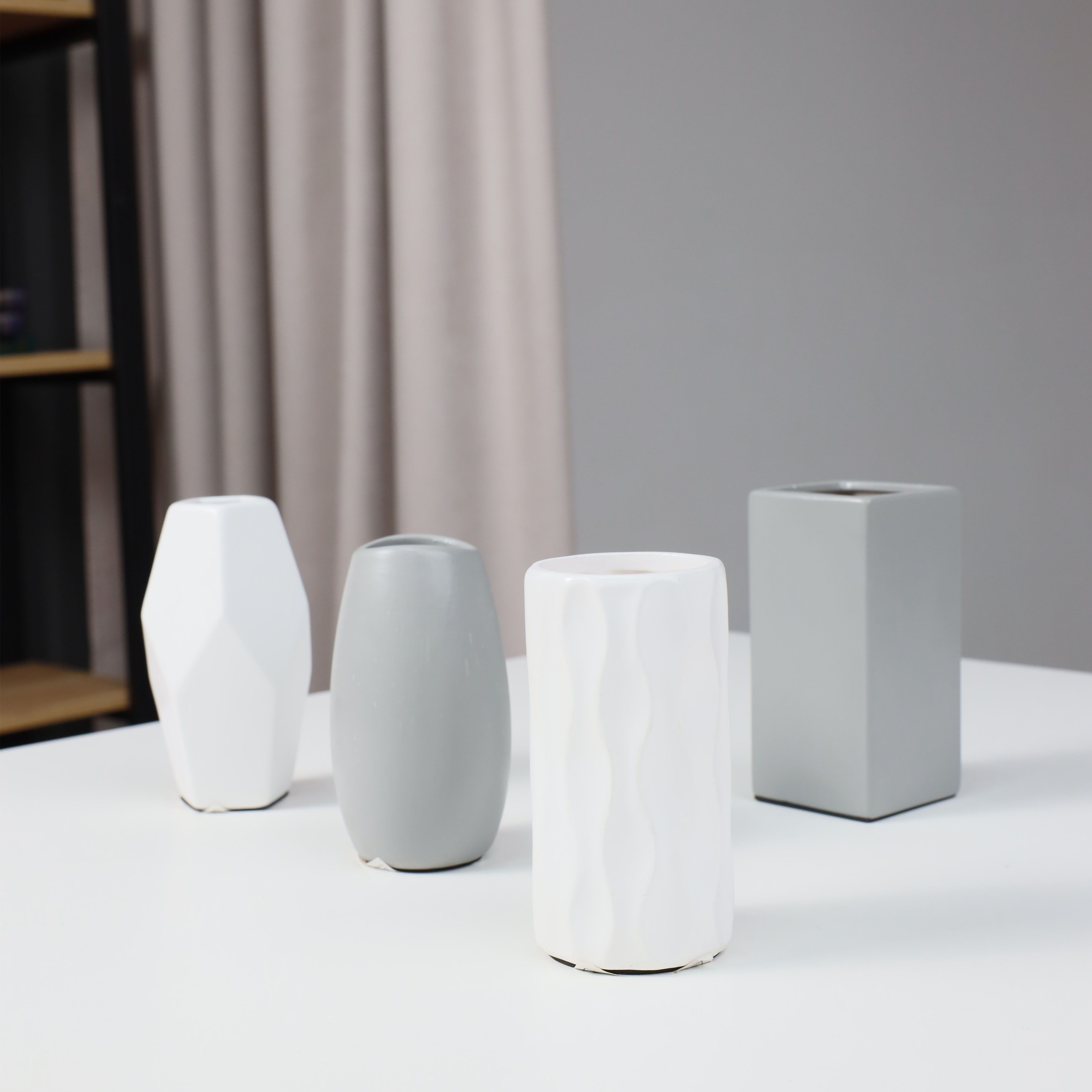 Ваза керамическая EASY, серый, 7.8*15см