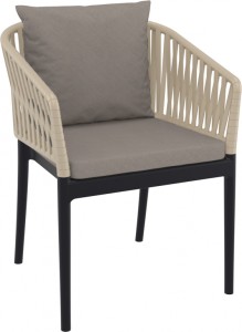 Кресло пластиковое с подушками Portofino черный, бежевый, светло-коричневый