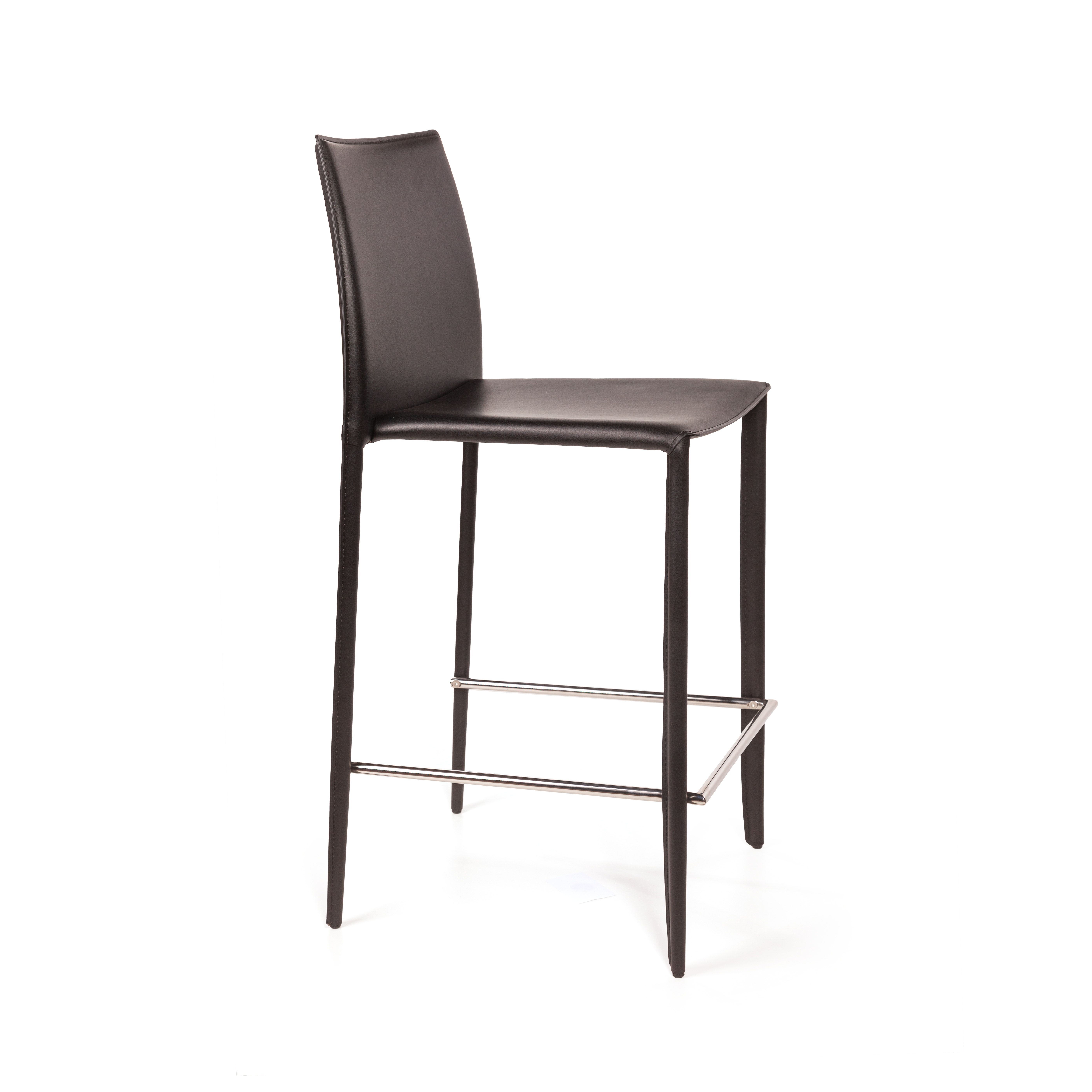 Стул полубарный Рольф, кожа черный