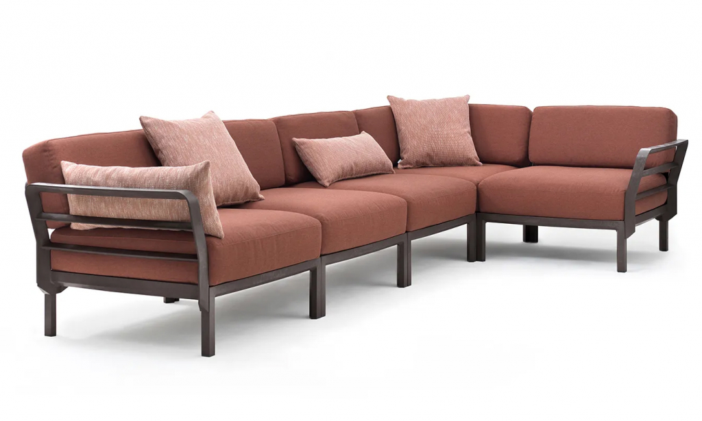 Диван пластиковый с подушками Maximo 5 терра, корица