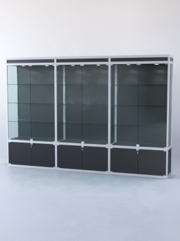 Витрина "ПРЯМОУГОЛЬНАЯ" №1-3м-400-1 (задняя стенка - ДВП), Черный