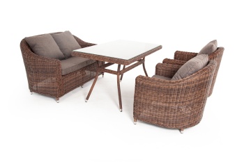 "Кон Панна" обеденная группа плетеная, цвет коричневыйцвет коричневый