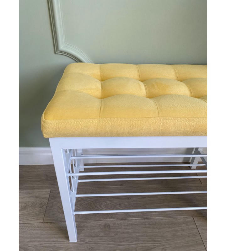Банкетка Сканди-60-2-х полочная (желтый/белый)