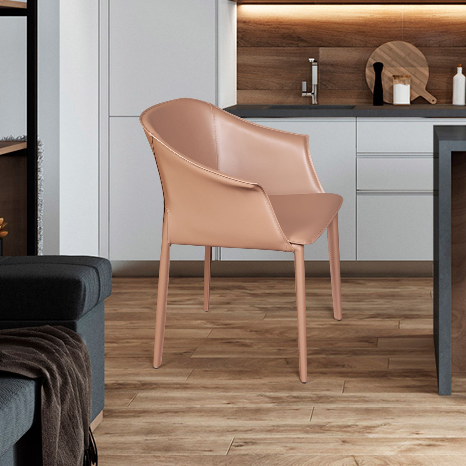 Стул  с подлокотниками Джио, кожа хаки-тауп