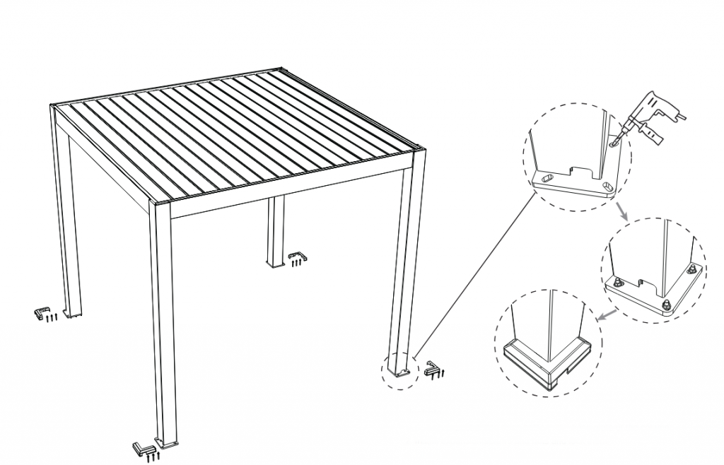 Пергола биоклиматическая для террасы 3х6 м Astrol Pergola темно-серый