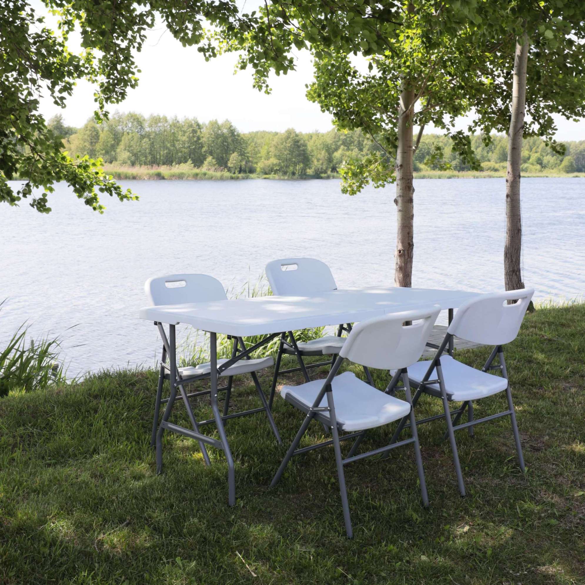 Стол садовый складной, белый, hdpe-пластик, длина 180 см