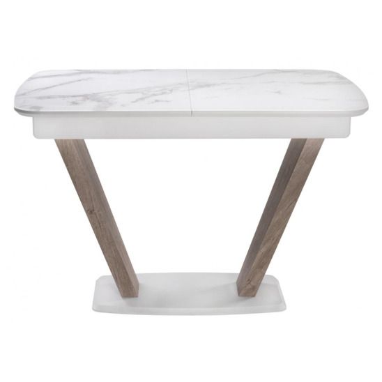 Стол Петир дуб с пилением / белая шагрень