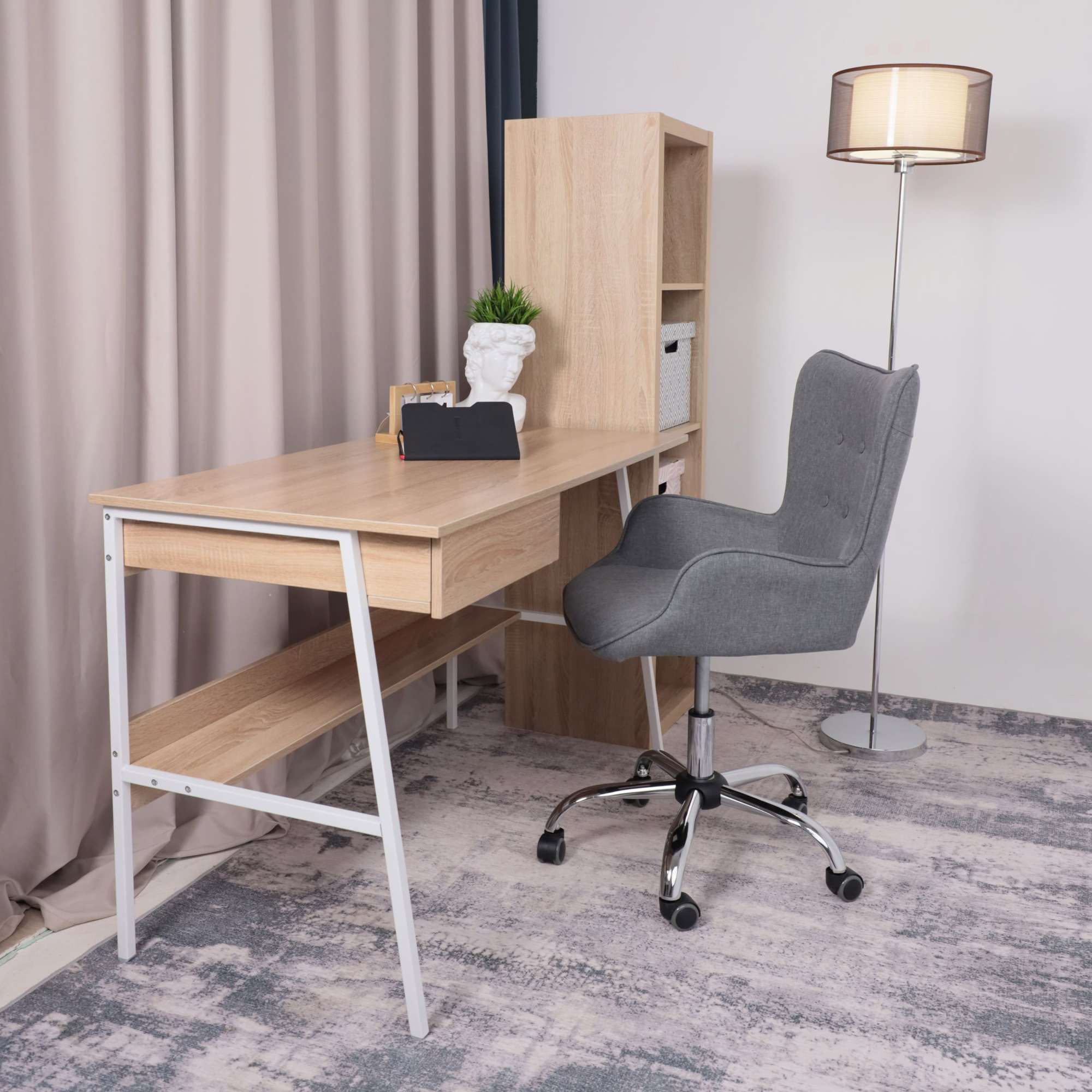 Кресло поворотное Bella, серый, ткань