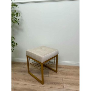 Банкетка Марсей 40-44 с полкой (светло бежевый/золото)