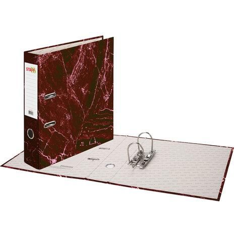 Папка-регистратор STAFF БЮДЖЕТ с мраморным покрытием, 70 мм, без уголка, красная, 229619