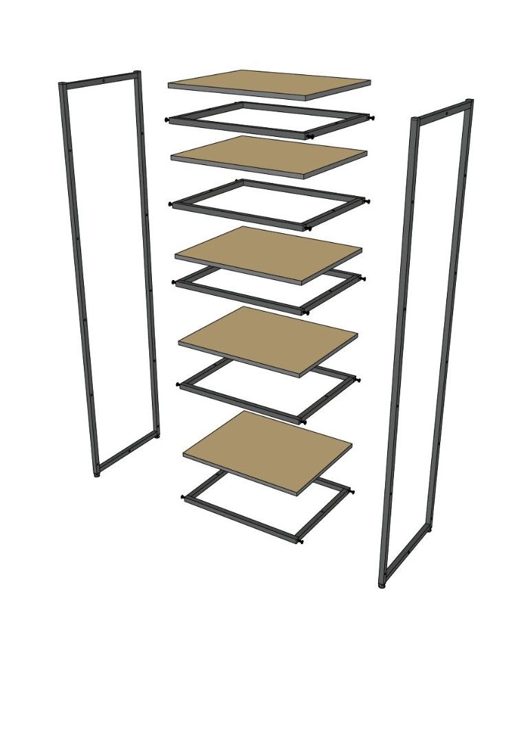 Стеллаж в стиле Лофт A1760-20-ЧБ с полками ЛДСП