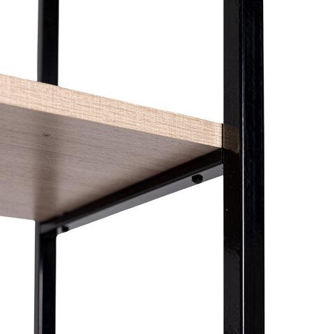 Стол BRABIX "SMART CD-018", 1100х600х765 мм, ЛОФТ, 2 полки, металл/ЛДСП ясень шимо светлый, каркас черный, 641945