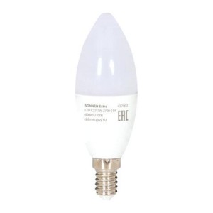 Лампа светодиодная SONNEN EXTRA, 7 (60) Вт, Е14, свеча, теплый белый, 30000 ч, LED C37-7W-2700-Е14, 457902