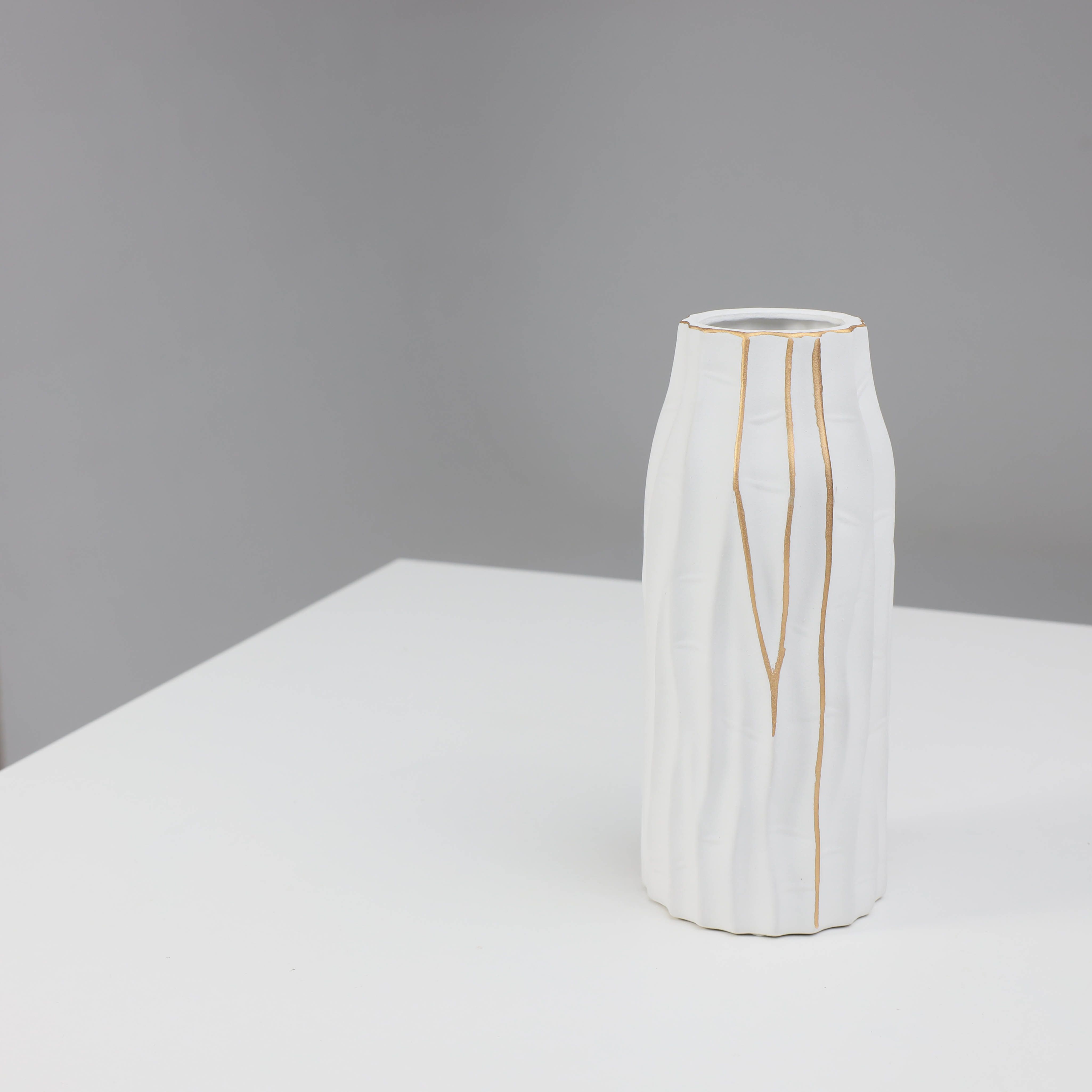 Ваза керамическая WOOD, белый, 11,5*11,5*27,5см