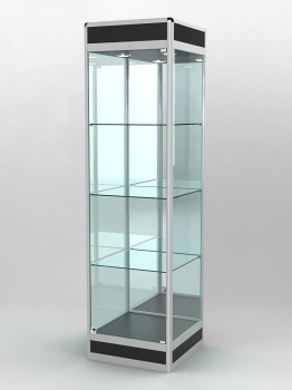 Витрина "ПРОФИЛЬ ПОДИУМ" №3-500-3 (задняя стенка - зеркало), Черный