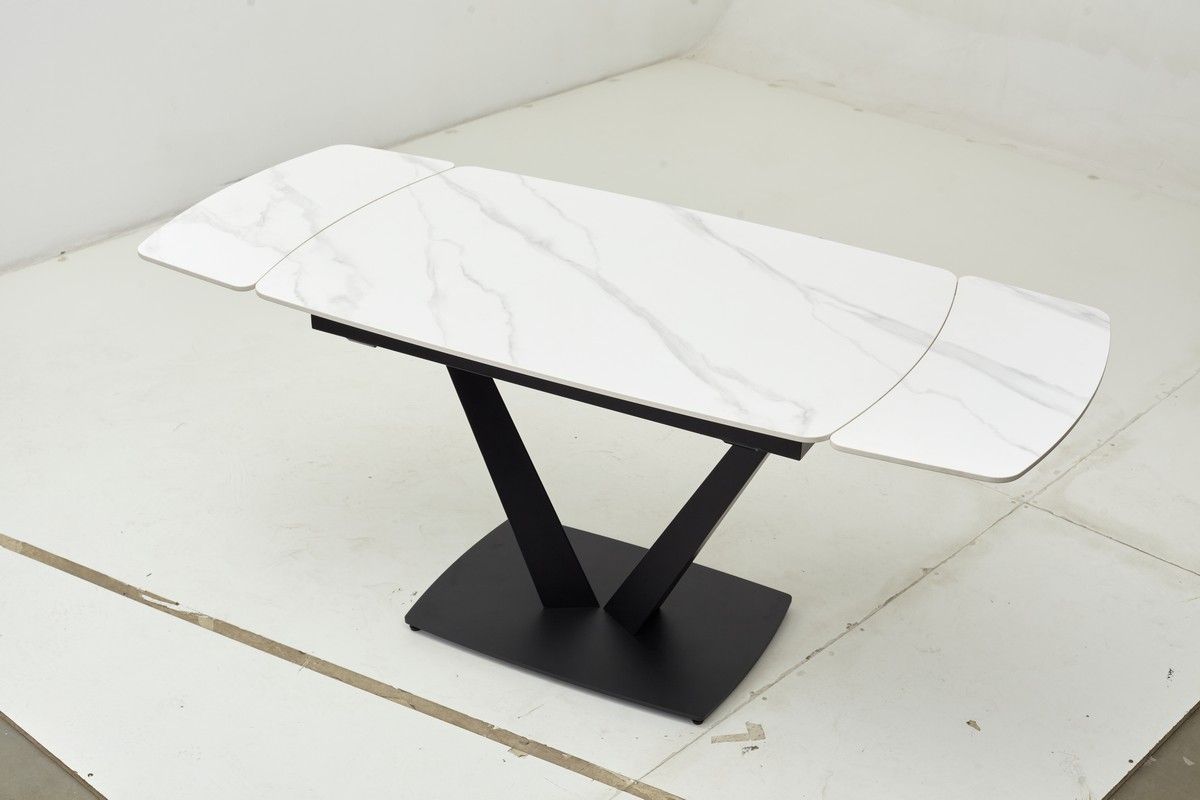 Стол ALATRI 120 MATT WHITE MARBLE SOLID CERAMIC / BLACK, ®DISAUR