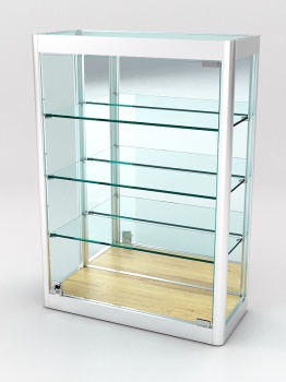 Витрина из профиля настенная "ВАЙБ ИКС" №2-3П-З-220 (задняя стенка Зеркало), Дуб Золотистый