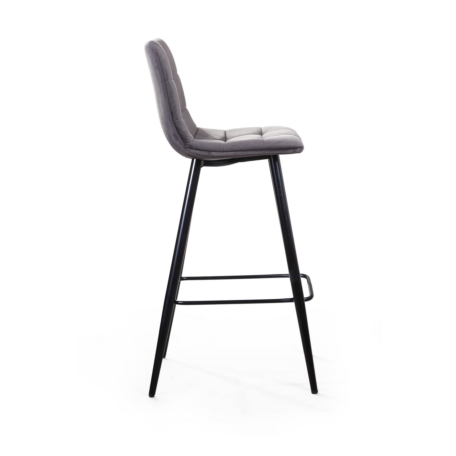 Стул барный Уно, бархат серый 27 / чёрный конус