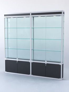Витрина "ПРЯМОУГОЛЬНАЯ" №1-2м-200-2 (задняя стенка - стекло), Черный