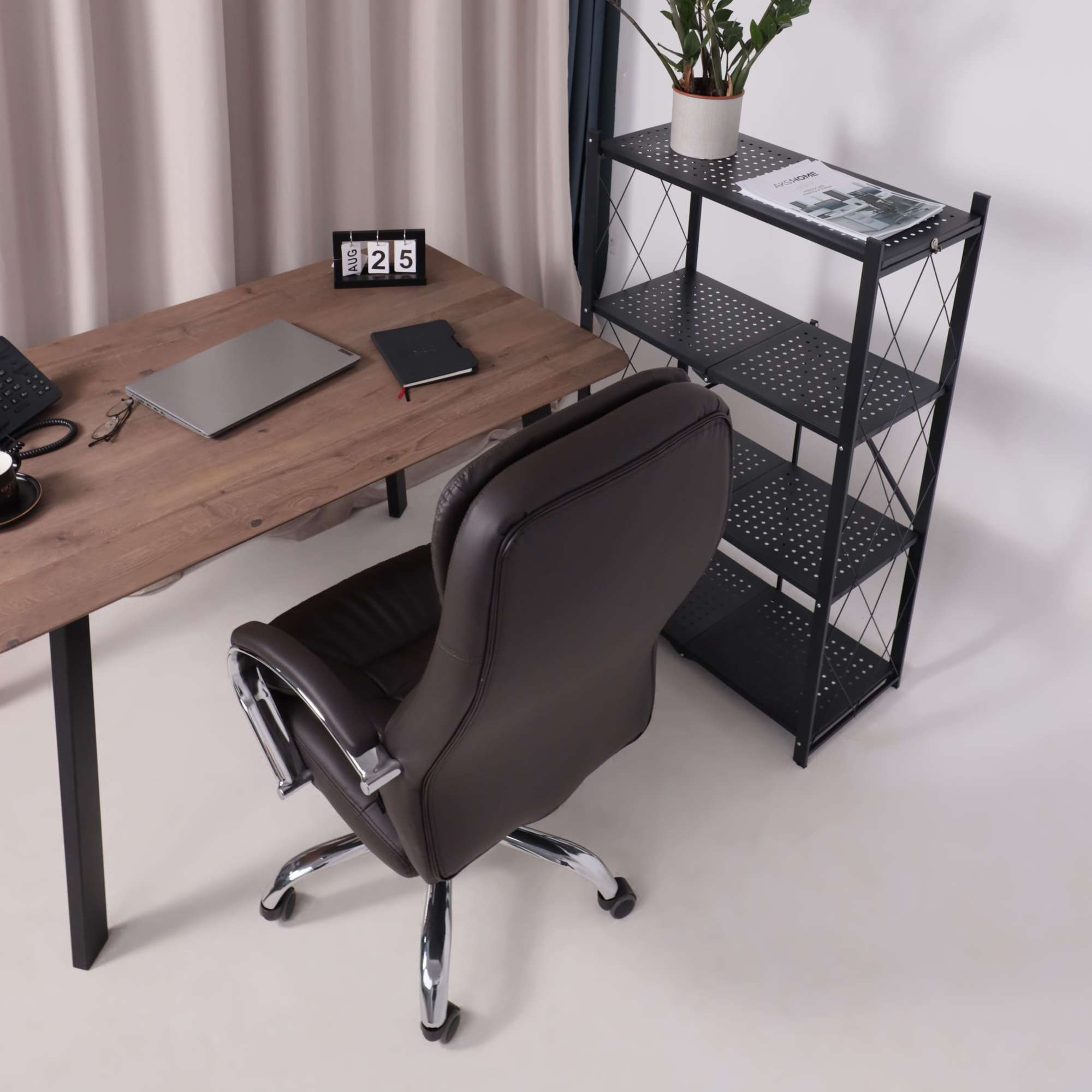 Кресло поворотное Richard New, коричневый, экокожа