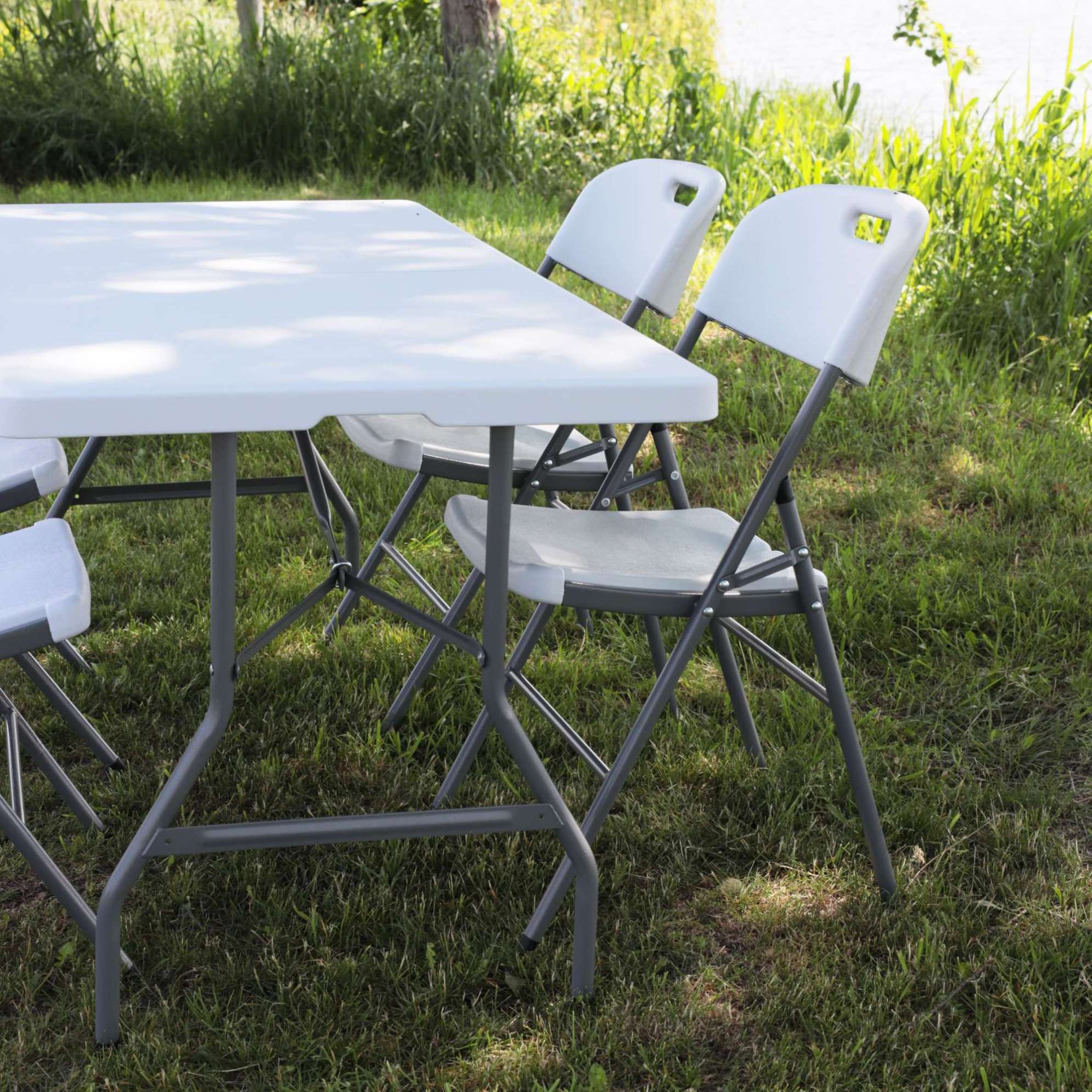 Стол садовый складной, белый, hdpe-пластик, длина 180 см