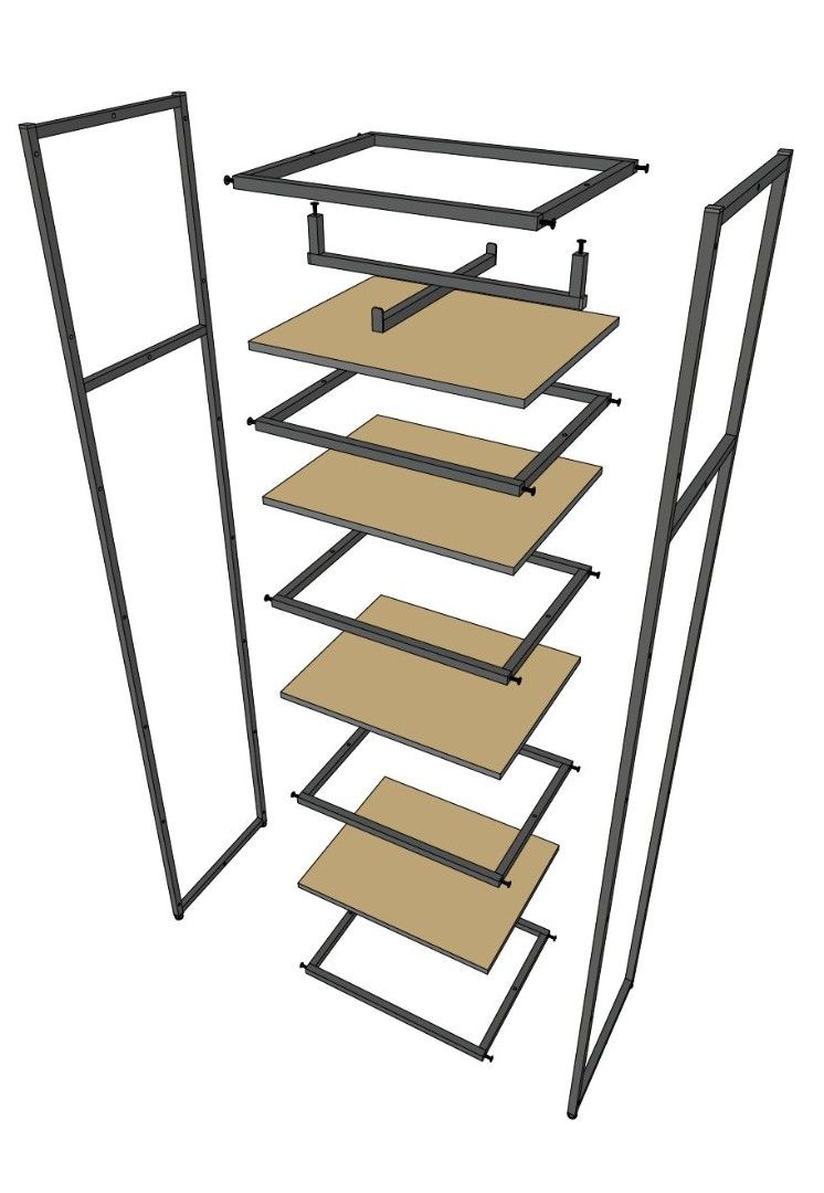 Стеллаж для одежды AС2260-18-Ч со стеклом 220х60х45