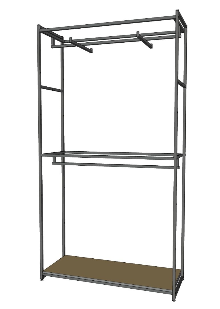 Стеллаж для одежды в стиле Лофт A22120-05-ЧДС (220х120х45)