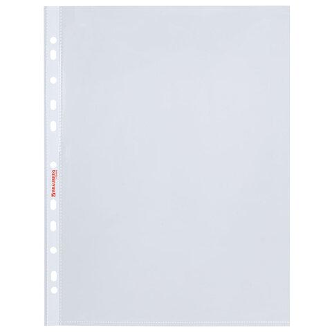 Папки-файлы перфорированные А4 BRAUBERG "PREMIUM", КОМПЛЕКТ 100 шт., матовые, 35 мкм, 273005