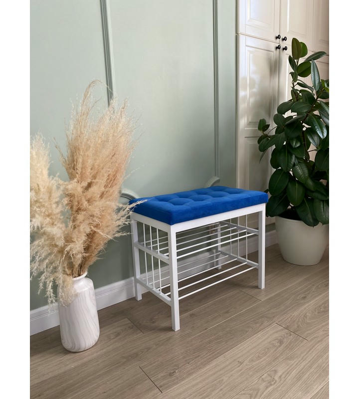 Банкетка Сканди-60-2-х полочная (синий/белый)