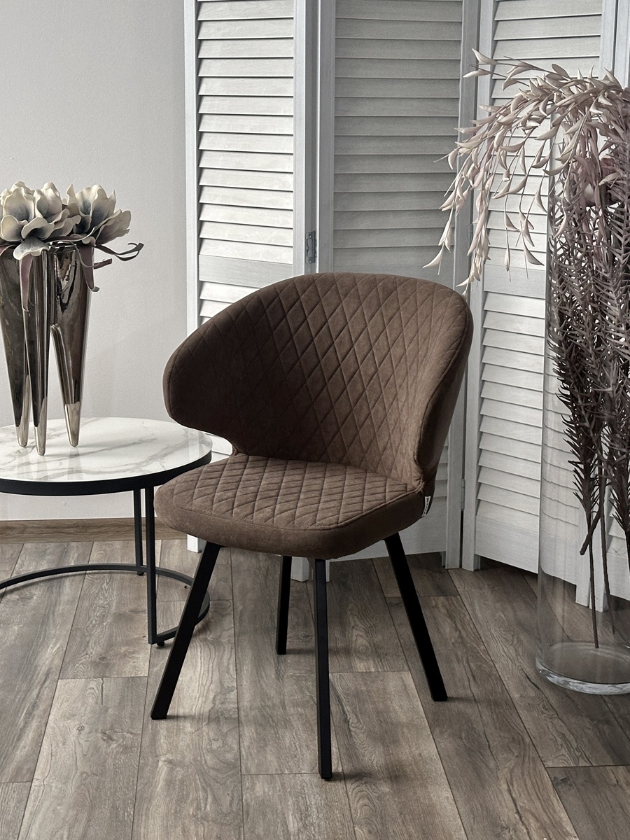 Стул ХИЛТОН 360 град., цвет B29 Шоколадный, велюр / черный каркас