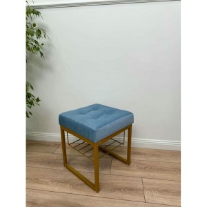 Банкетка Марсей 40-44 с полкой (голубой/золото)