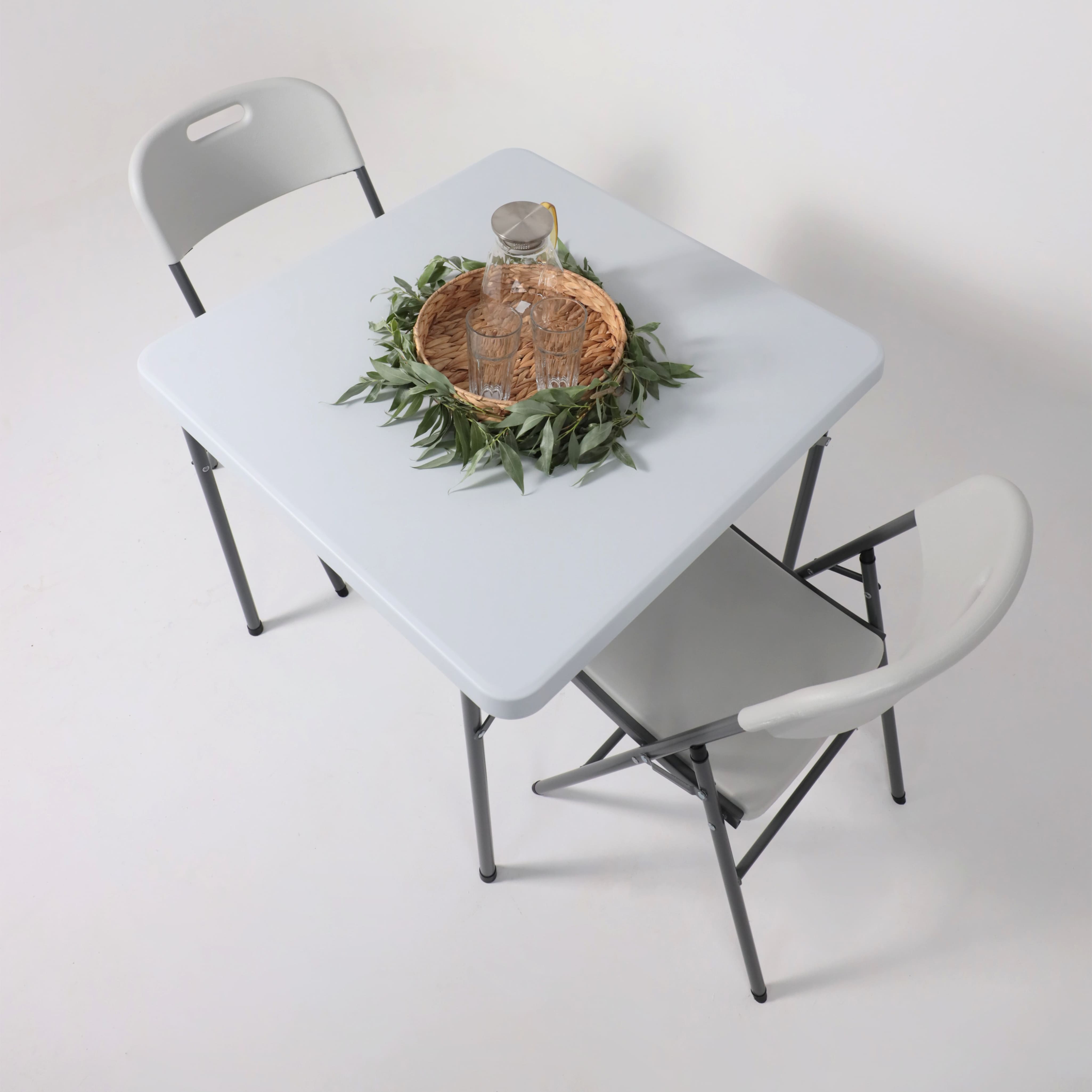 Стол садовый складной, белый, hdpe-пластик, квадратный
