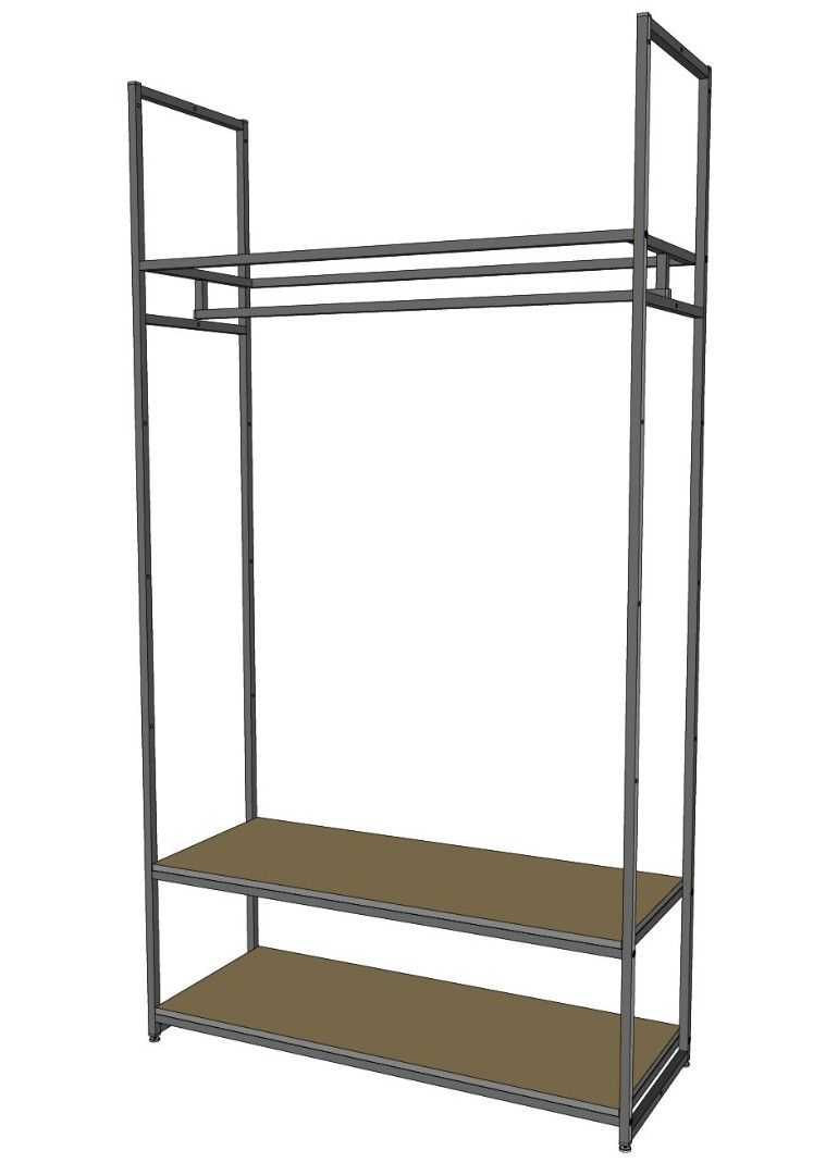 Стеллаж для одежды в стиле Лофт A22120-07-ЧДС (220х120х45)