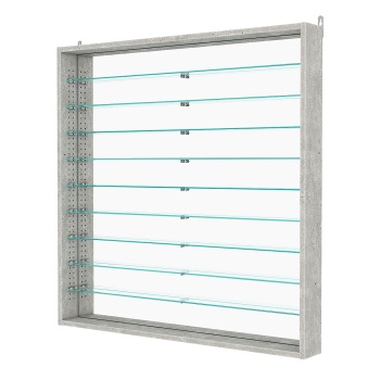 Витрина настенная с регулировочными полками №4-6ГУ-РЕГ с зеркалом, Метрополитан Грей