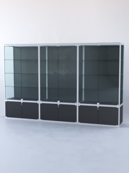 Витрина "ПРЯМОУГОЛЬНАЯ" №2-3м-500-1 (задняя стенка - ДВП), Черный