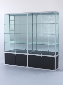 Витрина "ПРЯМОУГОЛЬНАЯ" №2-2м-400-3 (задняя стенка - зеркало), Черный