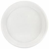 Одноразовые тарелки десертные, КОМПЛЕКТ 100 шт., пластик, d=170 мм, БЮДЖЕТ, белые, ПС, холодное/горячее, LAIMA, 600942