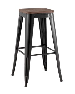 Стул барный TOLIX черный глянцевый + темное дерево KD